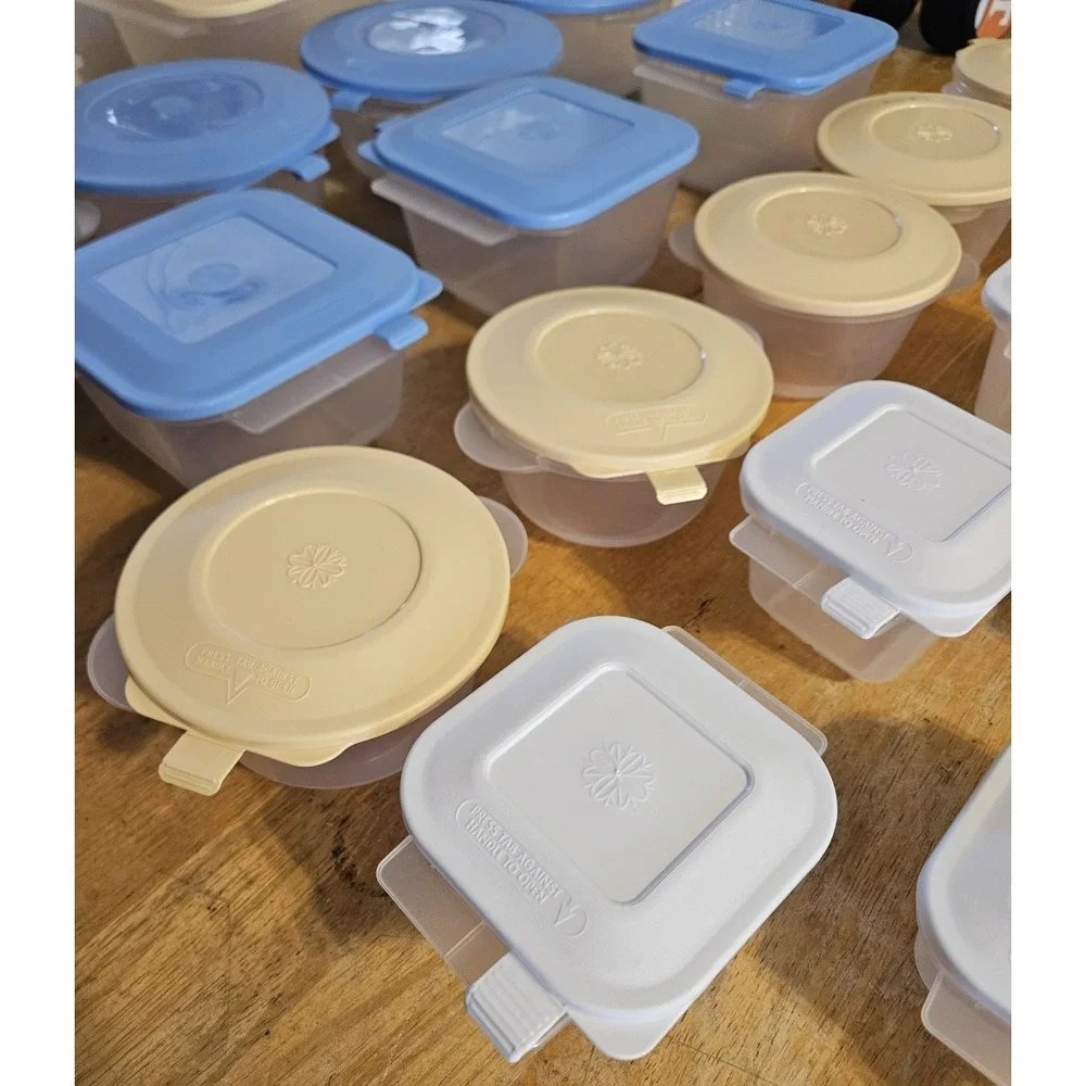 Vintage‎ Anchor Hocking Pop Top Storable Container Lot Blue Lids Multiple...